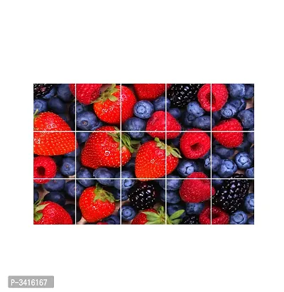 Waterproof Kitchen Strawberry and Berries Wallpaper/Wall Sticker Multicolour - Kitchen Wall Coverings Area ( 59Cm X 91Cm )-thumb3