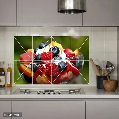 Waterproof Kitchen Strawberry and Berries Wallpaper/Wall Sticker Multicolour - Kitchen Wall Coverings Area ( 58Cm X 91Cm )-thumb0