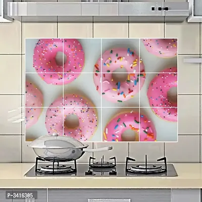 Waterproof Kitchen Beautiful and tasty Donuts wall sticker Wallpaper/Wall Sticker Multicolour - Kitchen Wall Coverings Area (61Cm X92Cm)-thumb0