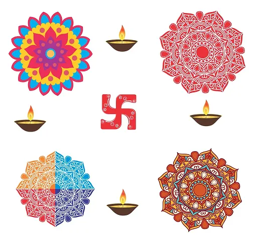 Premium Floral Rangoli Combo Sticker For Diwali