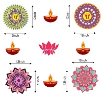 Premium Floral Rangoli Combo Sticker For Diwali With Diyas And Lotus _As553-thumb3