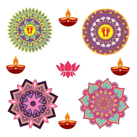 Premium Floral Rangoli Combo Sticker For Puja Room