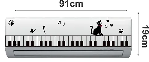 Cute Cate On Piano Decorative AC Sticker-thumb2