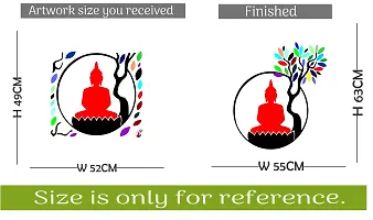 Decor Kafe Red Meditating God Buddha under a colorful tree wall sticker|PVC vinyl, DIY Removable Peel and Stick Decal 'Covers H 63 cm x W 55 cm'-thumb2