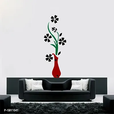 Decor Kafe Beautiful flower vase wall sticker| PVC vinyl, DIY Removable Peel and Stick Decal 'Covers H 55 cm x W 19 cm'