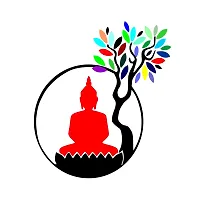 Decor Kafe Red Meditating God Buddha under a colorful tree wall sticker|PVC vinyl, DIY Removable Peel and Stick Decal 'Covers H 63 cm x W 55 cm'-thumb3