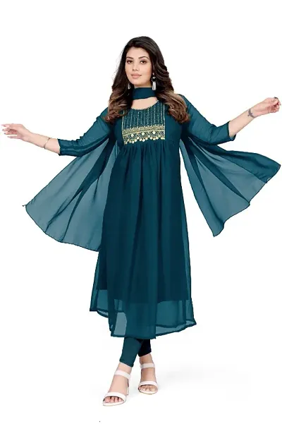 Fancy Georgette Kurtas With Dupatta For Women