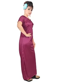 Stylish Satin Pink Solid Nighty For Women-thumb2