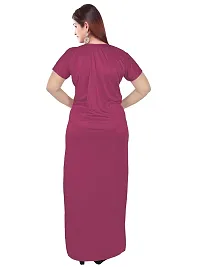 Stylish Satin Pink Solid Nighty For Women-thumb1