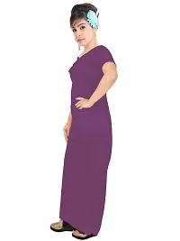 Stylish Satin Purple Solid Nighty For Women-thumb3