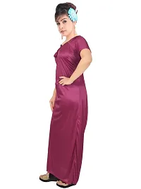 Stylish Satin Pink Solid Nighty For Women-thumb3