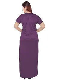 Stylish Satin Purple Solid Nighty For Women-thumb1