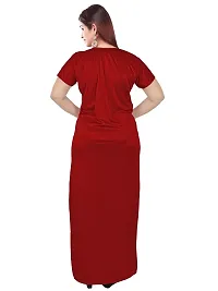Stylish Satin Red Solid Nighty For Women-thumb1