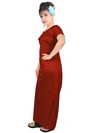 Stylish Satin Red Solid Nighty For Women-thumb3