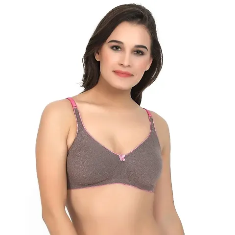 Stylish Cotton Blend Solid Non Padded Sports Bra For Women