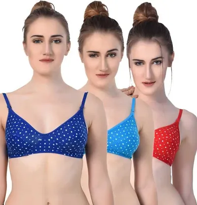 Buy StyFun Women Cotton Non-Wired Bra, Non-Padded, Full Coverage Bra,  T-Shirt Bra, Everyday Bras, Cup-B, Multi-Color Floral Star Design, Pack of  6, Size- 30 Online In India At Discounted Prices