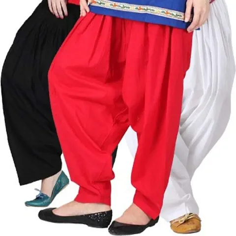 ENDFASHION Women's Patiala Salwar3 of Combo(RED-Black-White) Free-Size