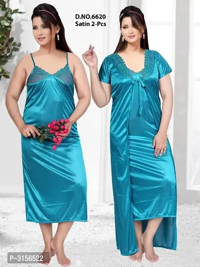 Designer 2-IN-1 Satin Night Gown With Robe-thumb0