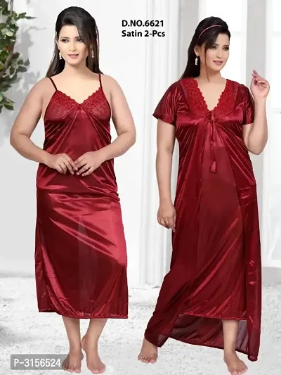 Designer 2-IN-1 Satin Night Gown With Robe