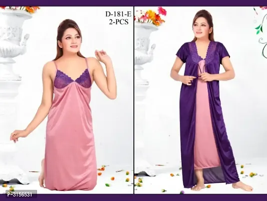 Designer 2-IN-1 Satin Night Gown With Robe-thumb0