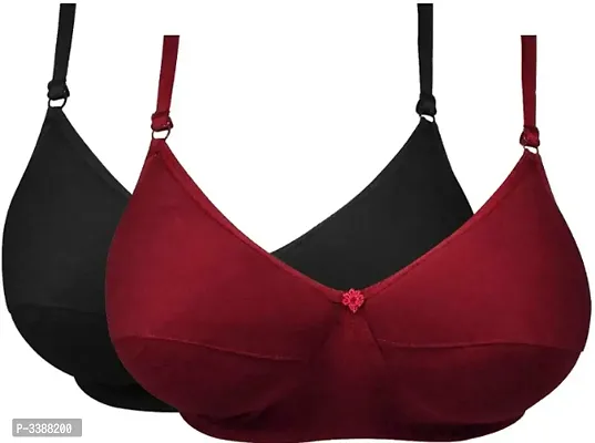 Women's Solid Cotton Padded Bras Combo Set of 2