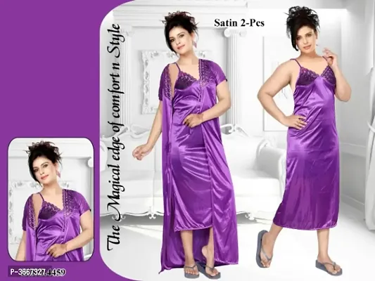 Fancy 2-IN-1 Satin Night Gown With Robe-thumb0