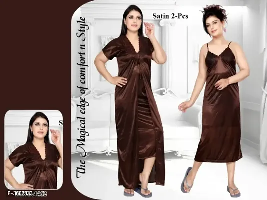 Fancy 2-IN-1 Satin Night Gown With Robe