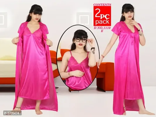 Designer 2-IN-1 Satin Nighty With Robes