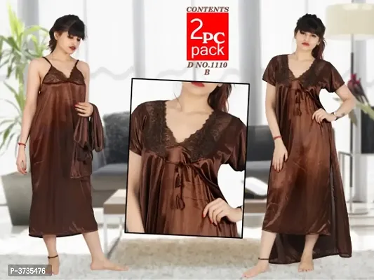 Designer 2-IN-1 Satin Nighty With Robes-thumb0