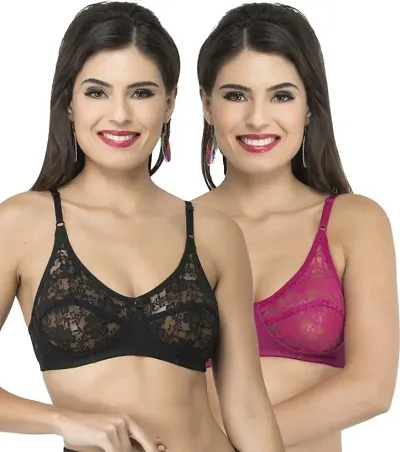 Stylish Premium Quality Cotton Non Padded Basic Bras Pack Of 2