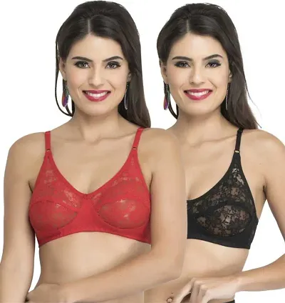 Stylish Premium Quality Cotton Non Padded Basic Bras Pack Of 2