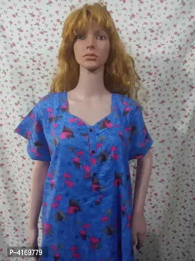 Modern Cotton Printed Night Gown For Women-thumb3