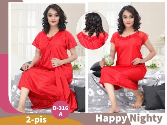 Women Satin Nighty and Nightwear pack of 2