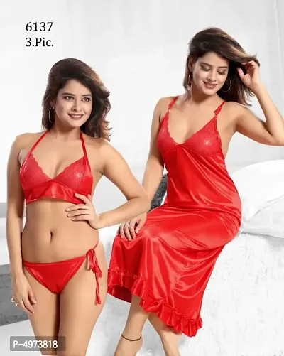 Buy Bridal Night Dress With Bra Panty Set Online In India At