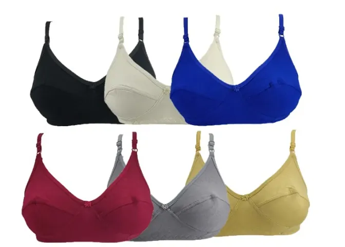 Stylish Blend Solid Bras For Women, Pack Of