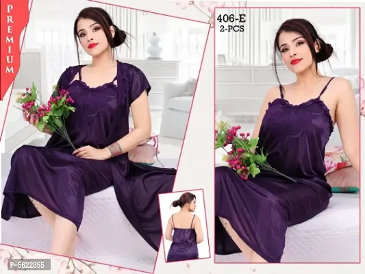 Beautiful 2-IN-1 Satin Night Gown With Robe