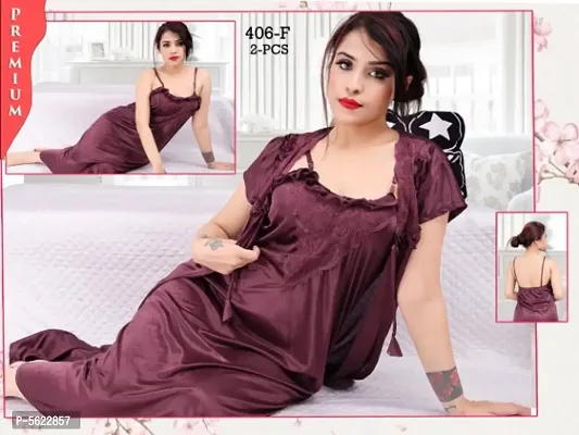 Beautiful 2-IN-1 Satin Night Gown With Robe