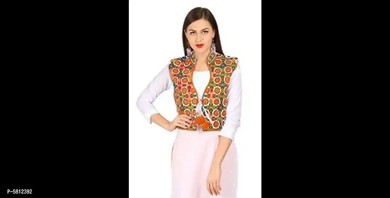 Stylish Cotton Sleeveless Ethnic Jacket For Women-thumb0