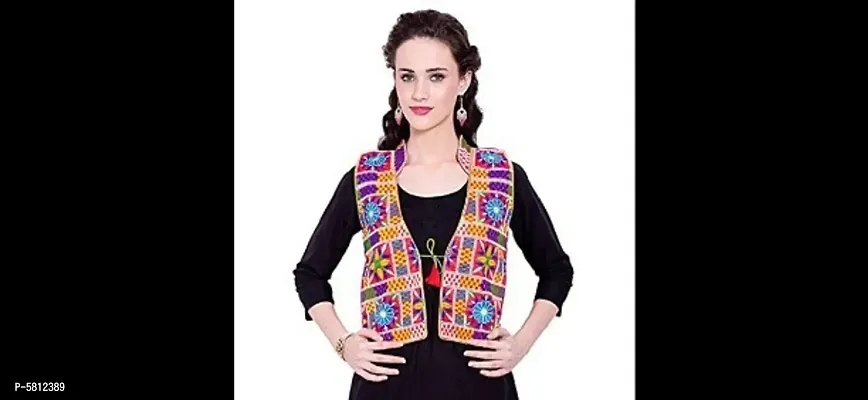 Stylish Cotton Sleeveless Ethnic Jacket For Women-thumb2