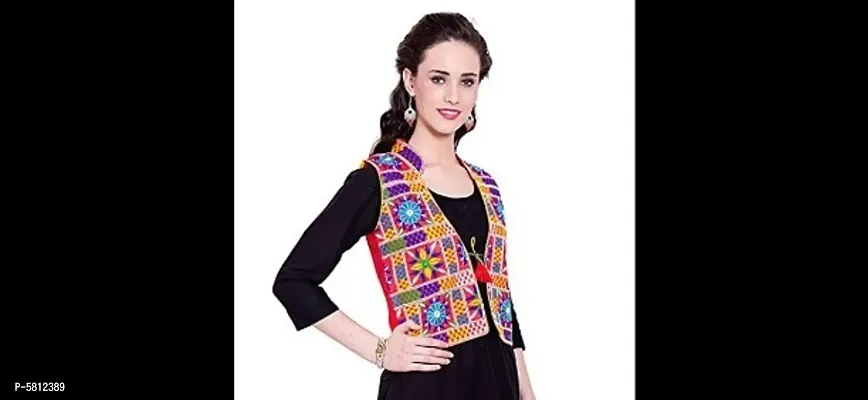 Stylish Cotton Sleeveless Ethnic Jacket For Women-thumb3