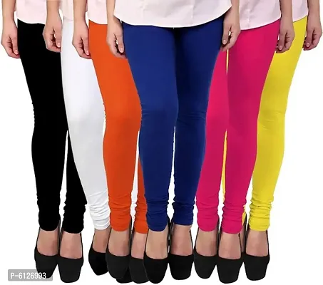 Fabulous Cotton Lycra Solid Ethnic Leggings For Women(Pack Of 6)-thumb0