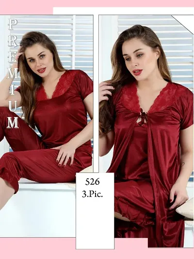 Comfortable Satin Nighty Set For Women