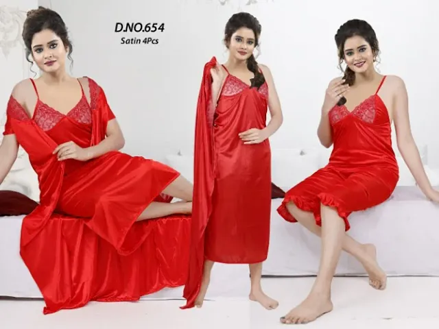 Comfortable Satin Nighty Set For Women