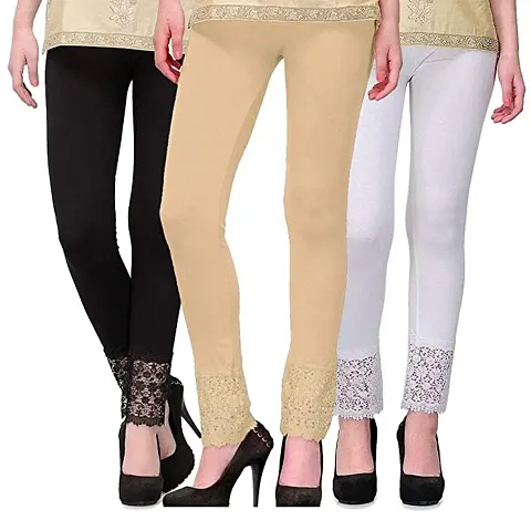 Classic Cotton Net Leggings For Women Pack Of 3