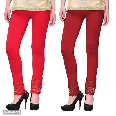 Shivi Stylish Ankle Length Net Leggings for Women and Girls Combo Designer Lace Leggings for Girls pack of 2 L,XL SIZE-thumb0