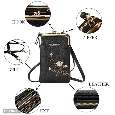 Shivi PU Womens Mobile Cell Phone Cash Card Holder Cross-Body Sling Bag Girls Small Hand Wallet-thumb2