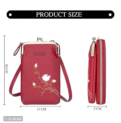 Shivi PU Womens Mobile Cell Phone Cash Card Holder Cross-Body Sling Bag Girls Small Hand Wallet-thumb3