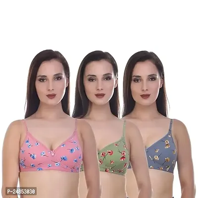 Women and Girls Non Padded Printed Bra Pack of 3-thumb0