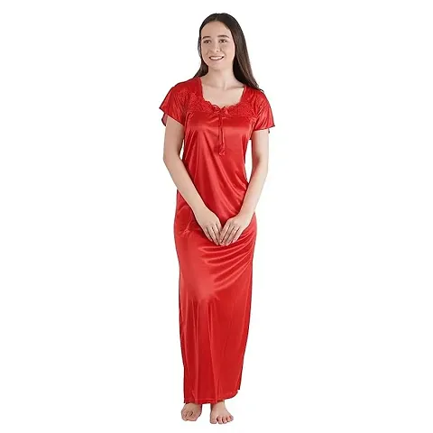 Trendy Kinri Satin Half Sleeves Women's Nightdress Nighty Pack of 1- SP1009