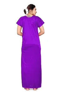 Women's Pure Lycra Satin Nighty Gown with V-Neck Design and Half Sleeves-thumb2